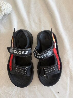 Kids Black and Red Adjustable Sandals